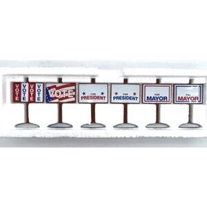 Dept 56 Snow Village Election Yard Signs Set of 6 Metal w/Box #52599 Politics